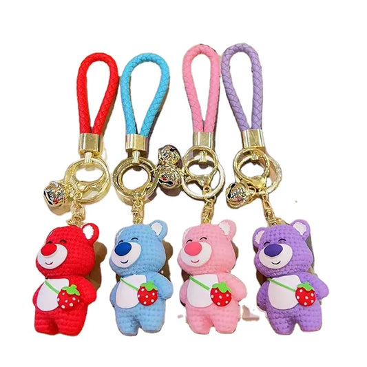 Strawberry Bear Keychain Cute Cartoon Jewelry Pendant Doll Kindergarten Children's Bag Keychain