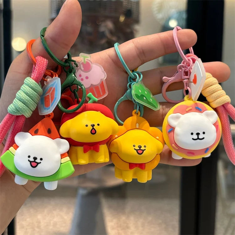 Cute Line Dog Sakura Club Keychain Couple School Bag Pendant Car Keychain Doll Small Gift Wholesale