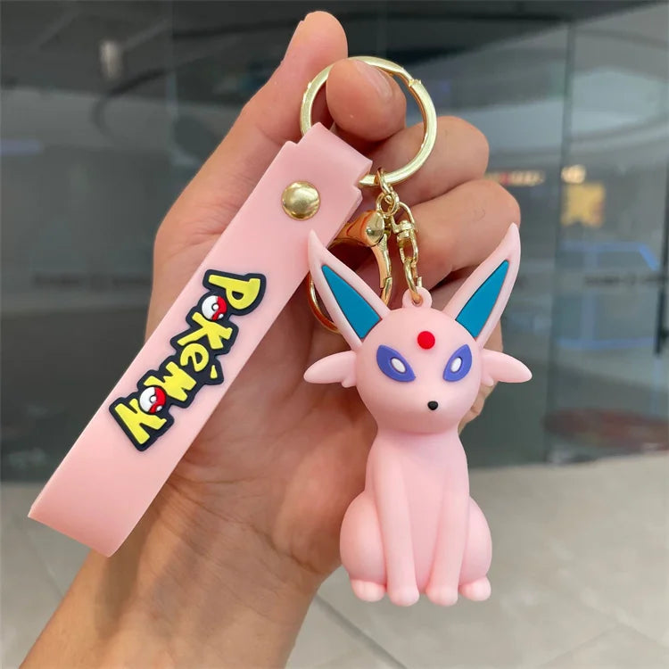 Cross Border Pokemoned Eevee Family Keychain Cartoon Doll School Bag Pendant Car Keychain Pendant Small Gift