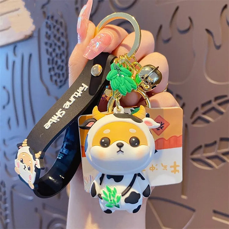 Authentic Cartoon Twelve Zodiac Animals Silicone Keychain Cute and Exquisite Shiba Dog Keychain Couple Backpack Pendant