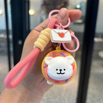 Cute Line Dog Sakura Club Keychain Couple School Bag Pendant Car Keychain Doll Small Gift Wholesale