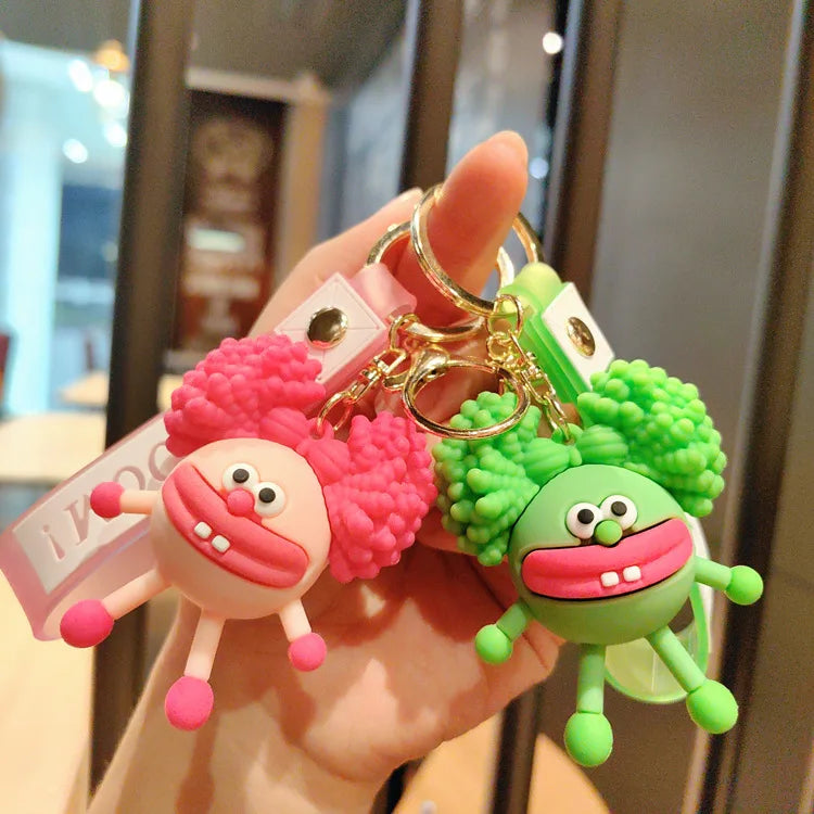 Perm Little Monster Keychain Funny Doll Car Keychain Bag Pendant Claw Machine Small Gift Wholesale