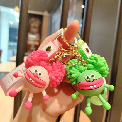 Perm Little Monster Keychain Funny Doll Car Keychain Bag Pendant Claw Machine Small Gift Wholesale