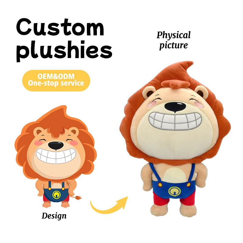 OEM/ODM Therapeutic Laughing Lion Plush Toy Custom Logo Design Birthday Gift Happy Companion Stuffed Animal Custom Sample Making